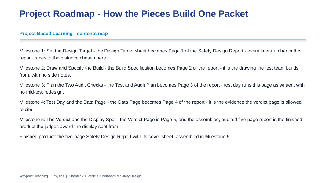 Vehicle Kinematics & Safety Design Project-Based Learning Activity sample page