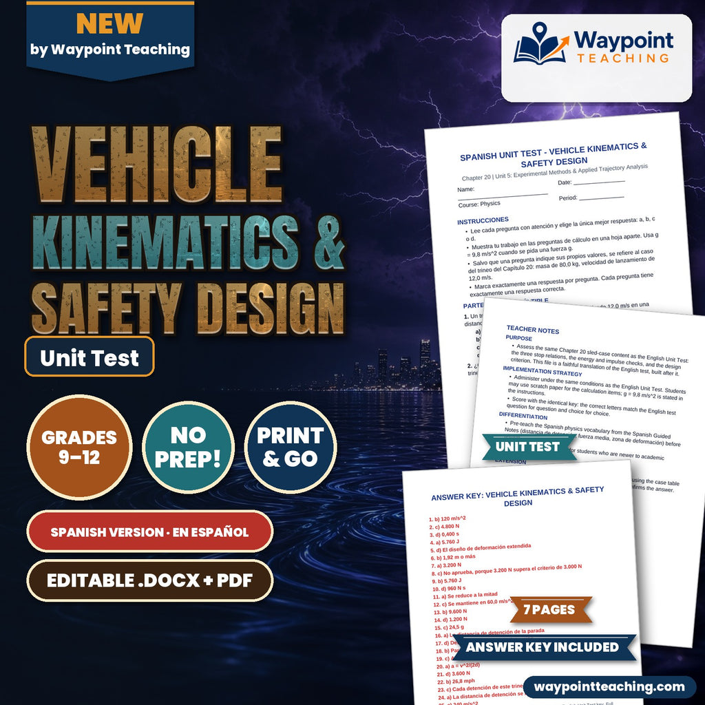 Vehicle Kinematics & Safety Design Spanish Unit Test cover