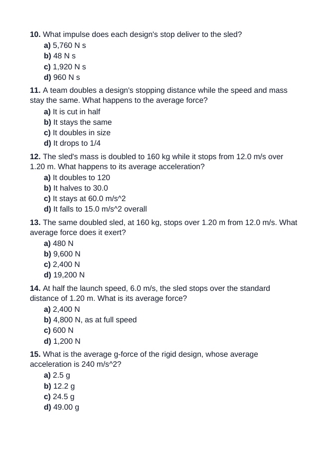 Vehicle Kinematics & Safety Design Unit Test sample page