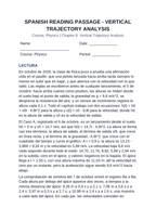 Vertical Trajectory Analysis Spanish Reading Passage & Comprehension Questions sample page