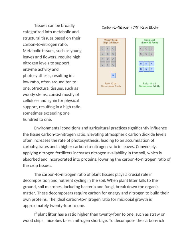 Analyzing the Carbon-to-Nitrogen (CN) Ratio in Plant Tissues Reading Worksheet sample page
