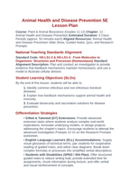Animal Health & Disease Prevention 5E Lesson Plan sample page