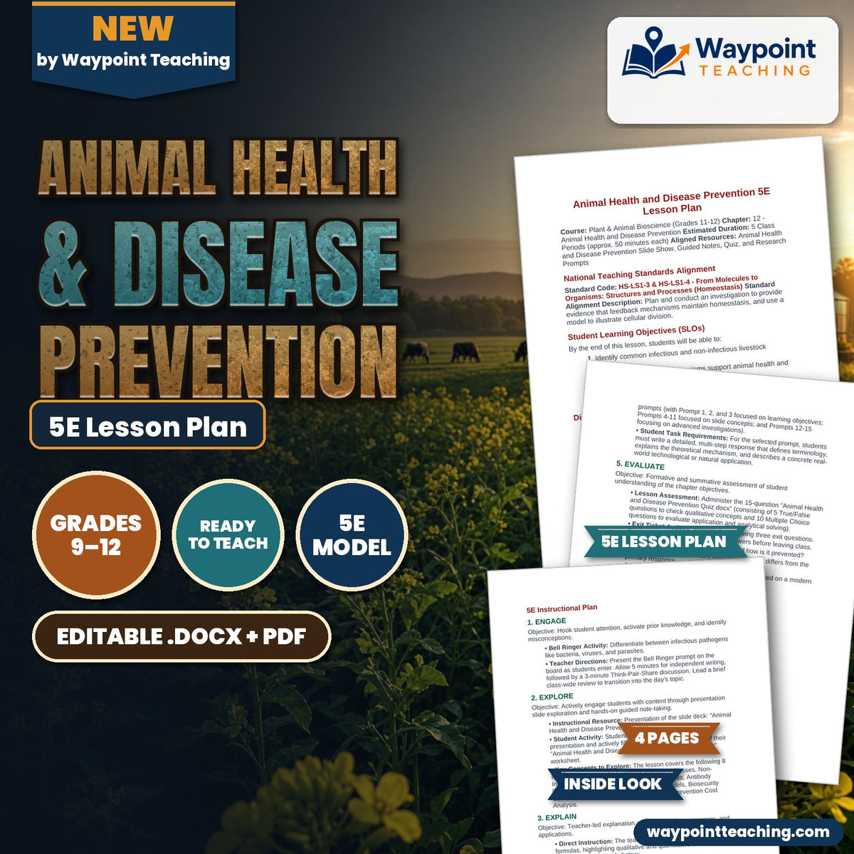 Animal Health & Disease Prevention 5E Lesson Plan cover