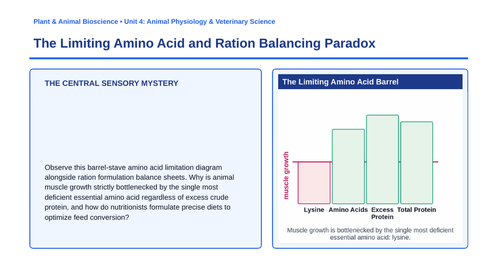 Animal Nutrition Fundamentals Phenomena-Based Lesson: The Limiting Amino Acid and Ration Balancing Paradox Presentation sample page