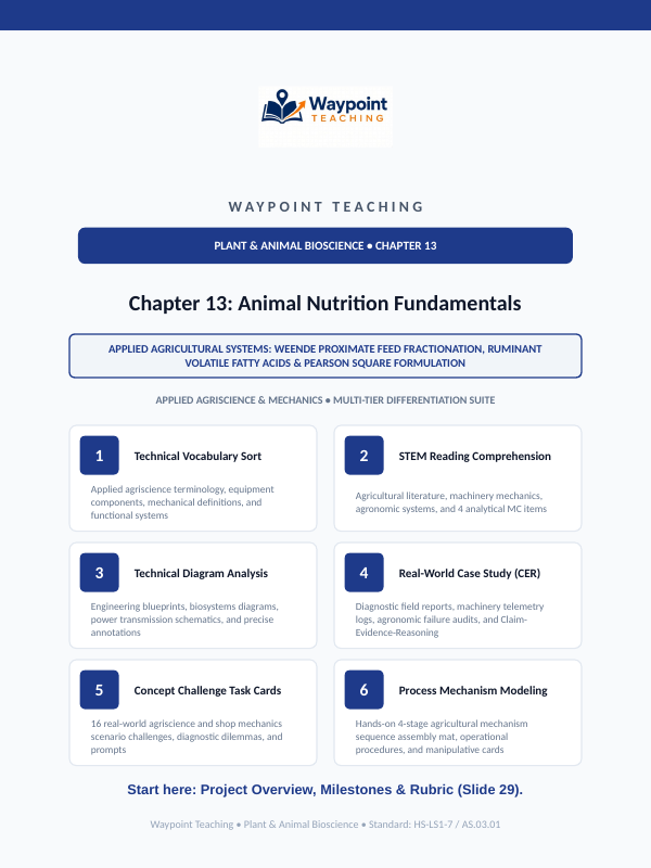 Animal Nutrition Fundamentals Project-Based Learning Activity sample page