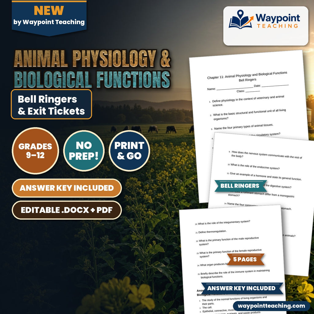 Animal Physiology & Biological Functions Bell Ringers & Exit Tickets cover