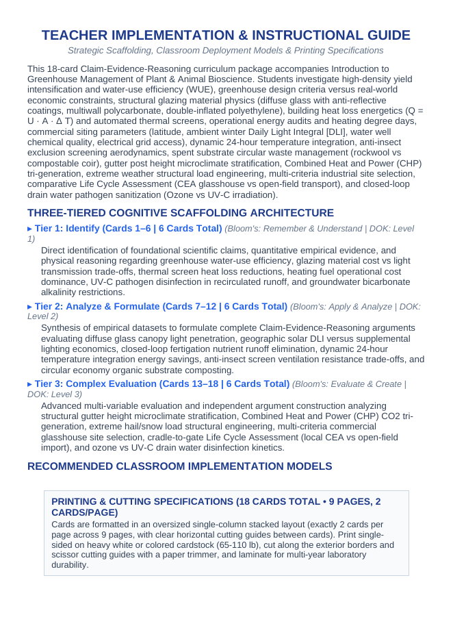 Basics of Controlled Environment Agriculture CER Task Cards sample page