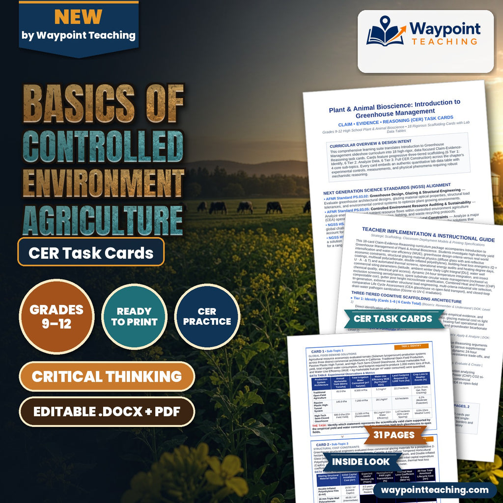 Basics of Controlled Environment Agriculture CER Task Cards cover