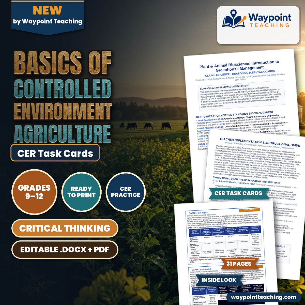 Basics of Controlled Environment Agriculture CER Task Cards cover