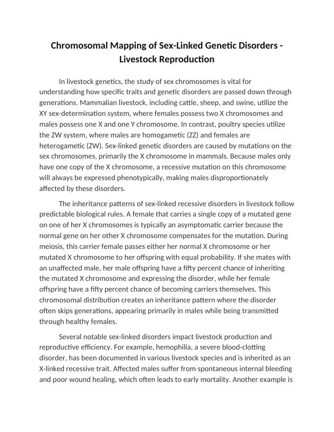 Chromosomal Mapping of Sex-Linked Genetic Disorders Reading Worksheet sample page