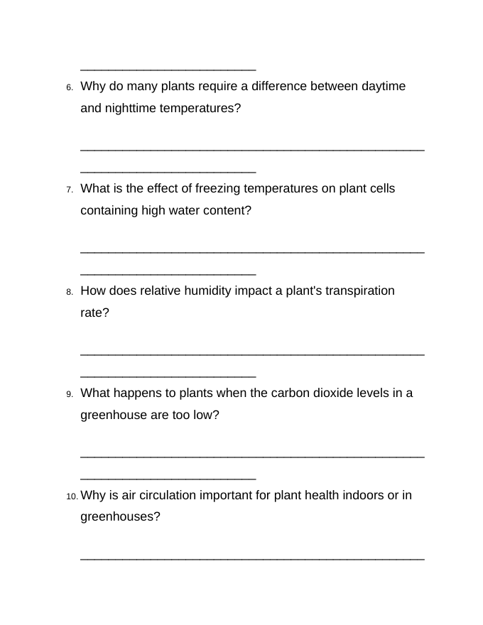Environmental Effects on Plant Growth Bell Ringers & Exit Tickets sample page