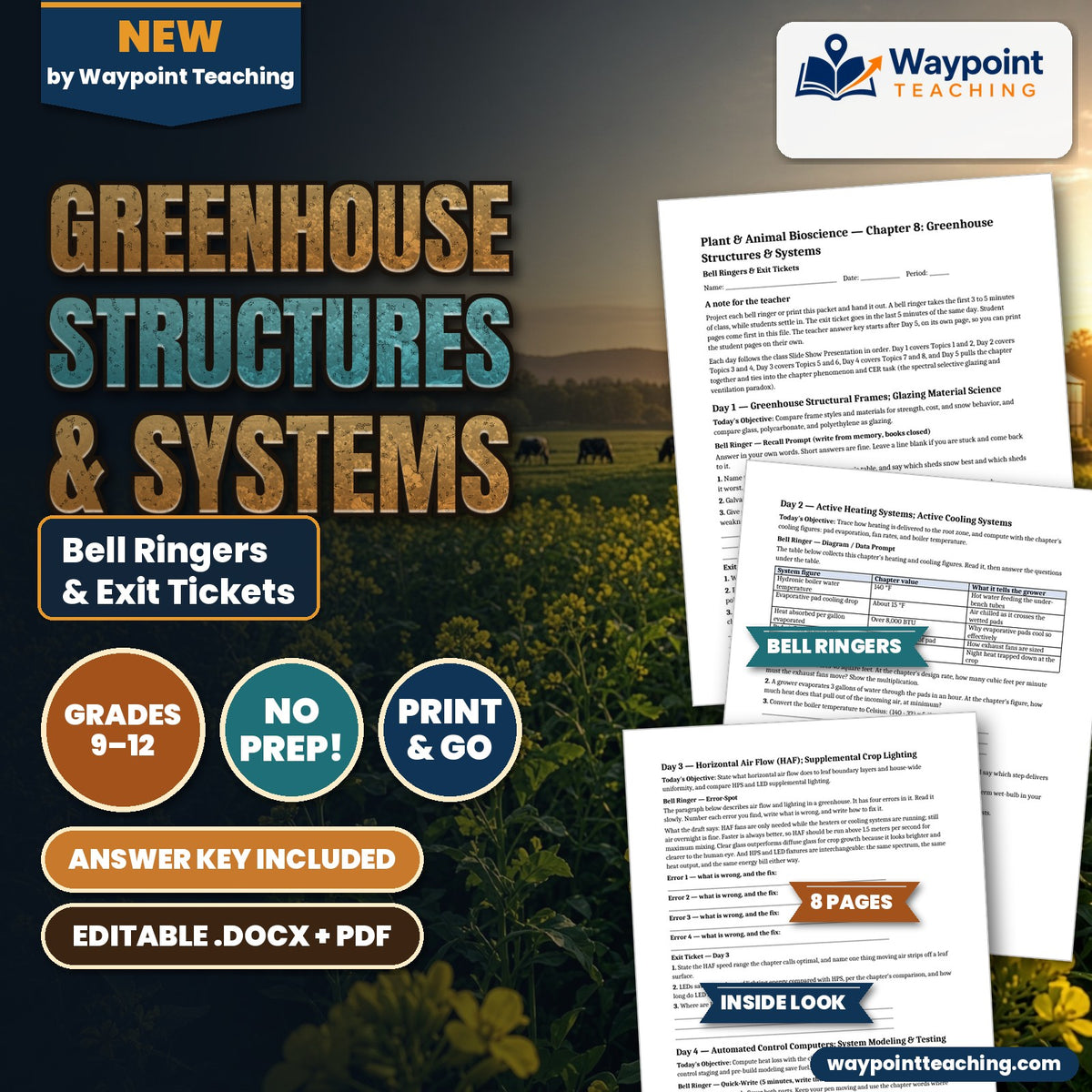 Greenhouse Structures & Systems Bell Ringers & Exit Tickets cover