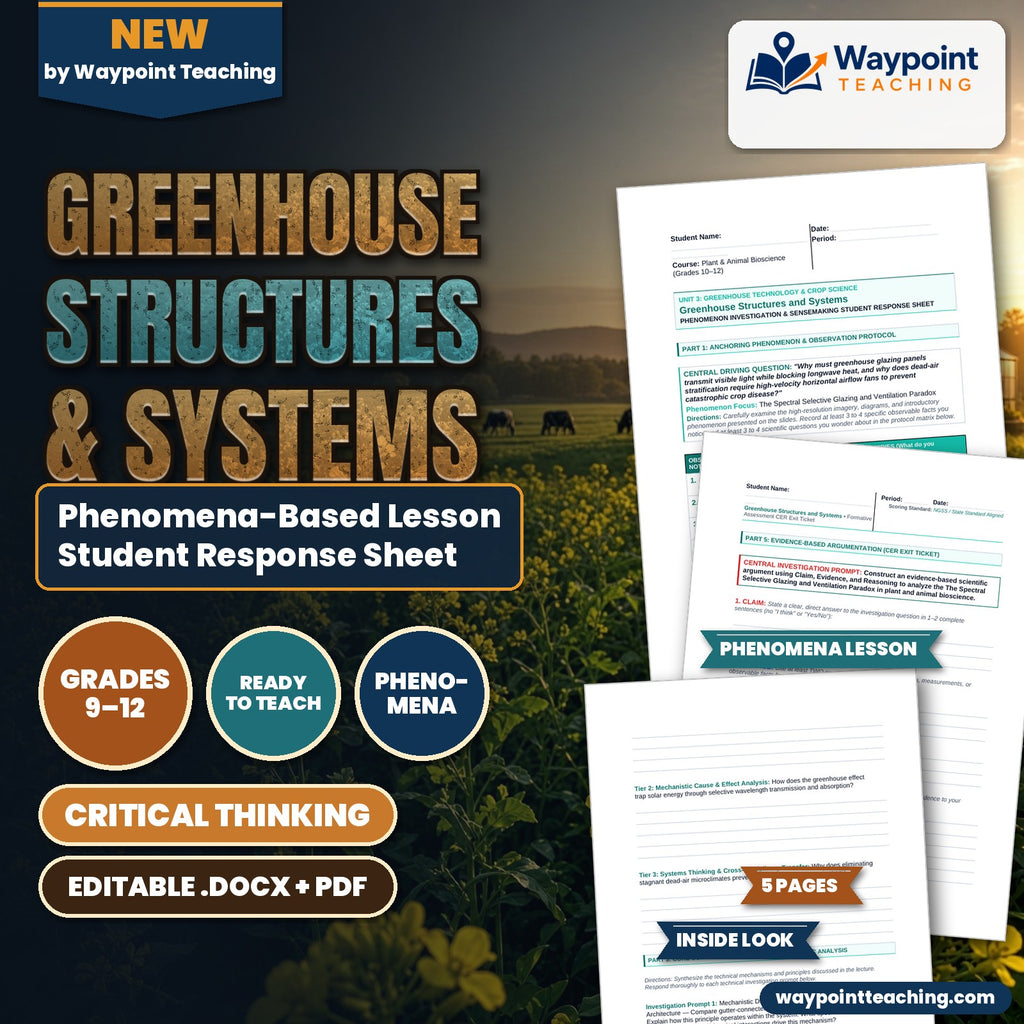 Greenhouse Structures & Systems Phenomena-Based Lesson: The Spectral Selective Glazing and Ventilation Paradox Student Response Sheet cover