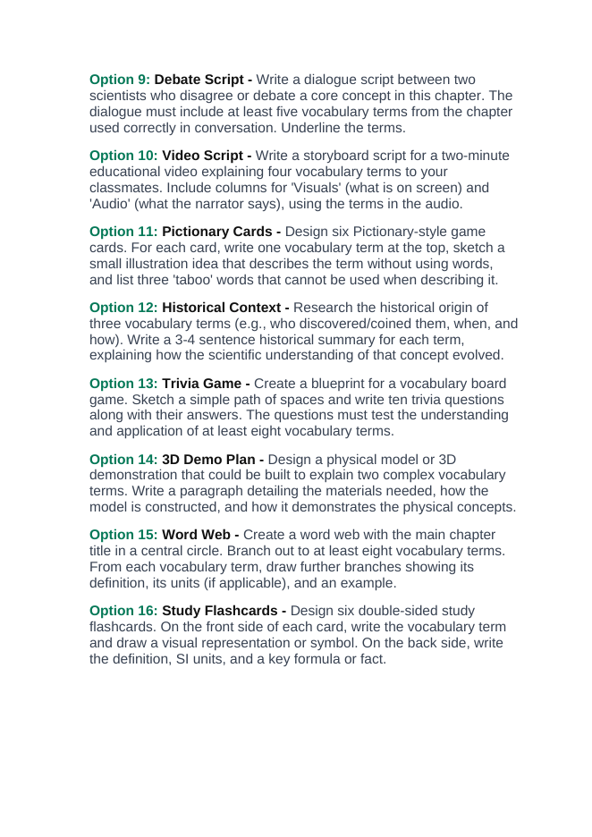 Greenhouse Structures & Systems Vocabulary Choice Board sample page
