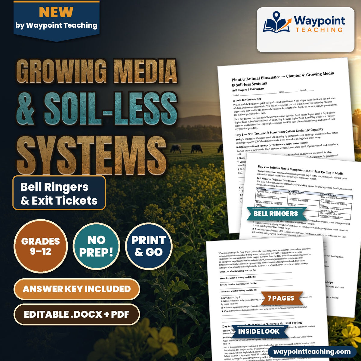 Growing Media & Soil-less Systems Bell Ringers & Exit Tickets cover