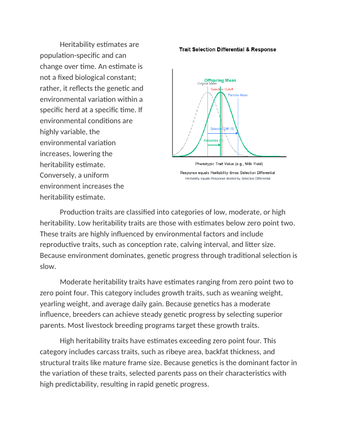 Heritability Estimates for Quantitative Production Traits Reading Worksheet sample page