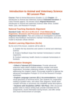 Introduction to Animal & Veterinary Science 5E Lesson Plan sample page