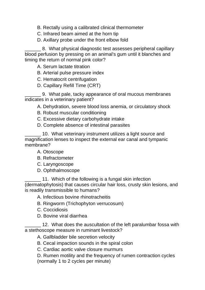 Introduction to Animal & Veterinary Science Lesson Quiz sample page