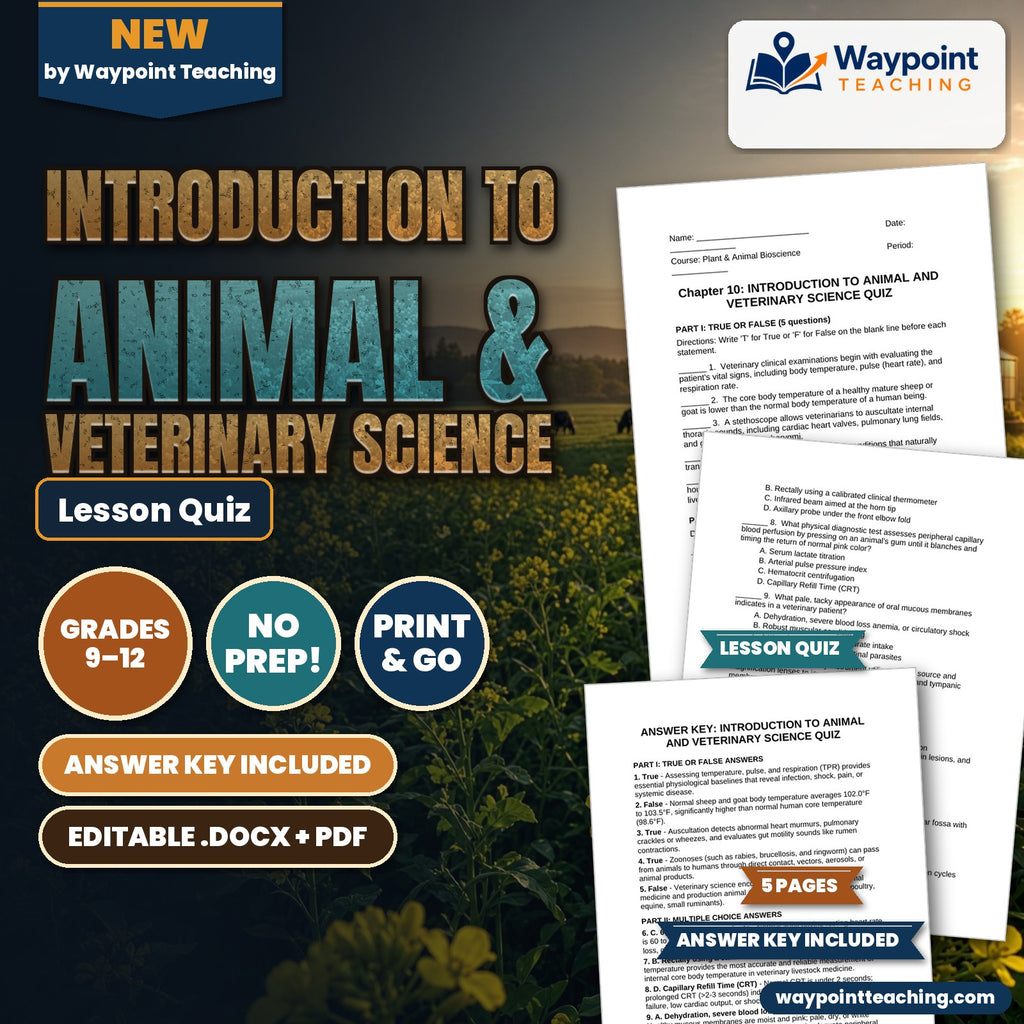 Introduction to Animal & Veterinary Science Lesson Quiz cover