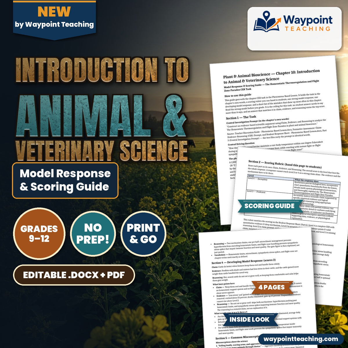 Introduction to Animal & Veterinary Science Model Response & Scoring Guide cover
