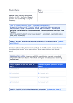 Introduction to Animal & Veterinary Science Scaffolded Phenomena-Based Lesson: The Homeostatic Thermoregulation and Flight Zone Paradox Student Response Sheet sample page