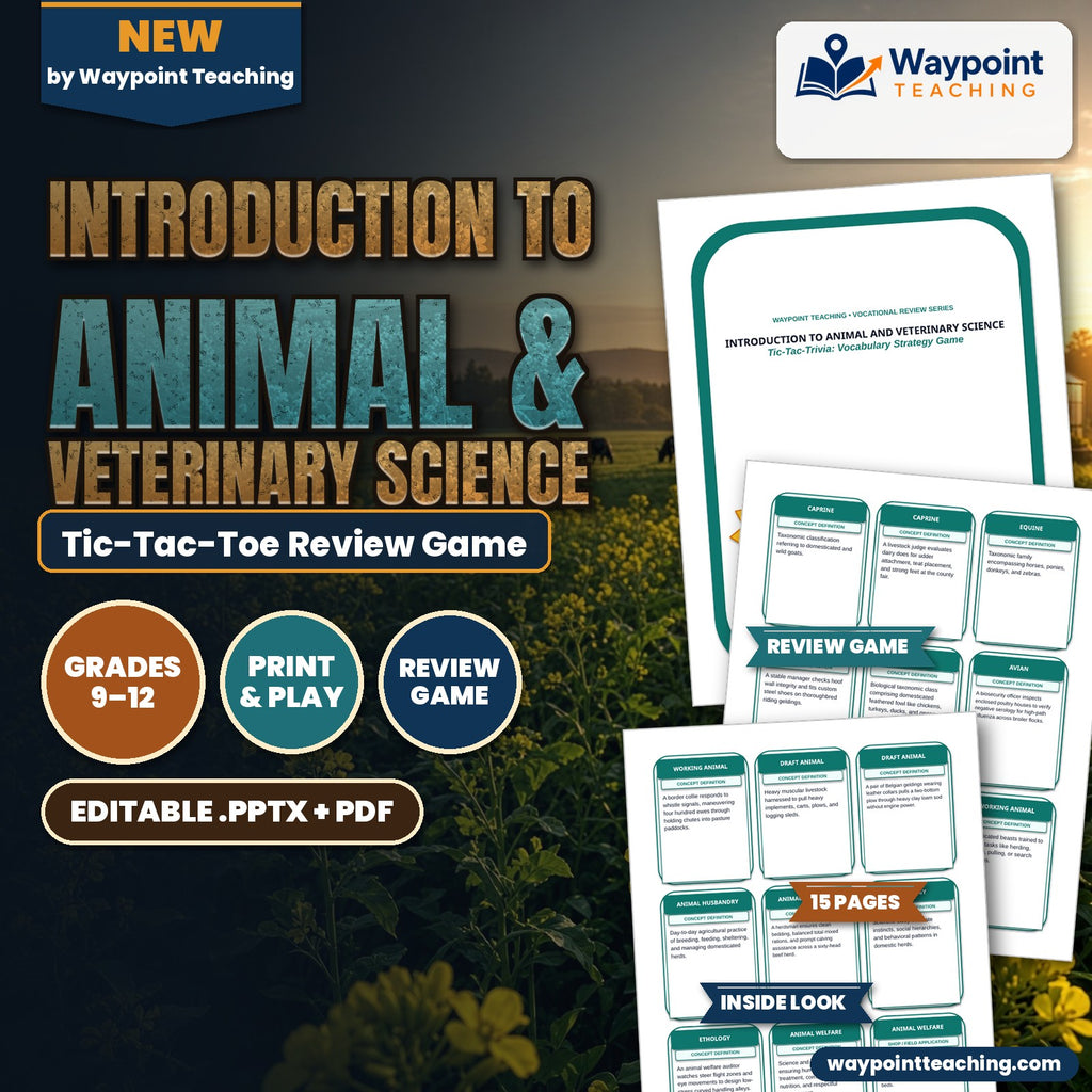 Introduction to Animal & Veterinary Science Tic-Tac-Toe Review Game cover