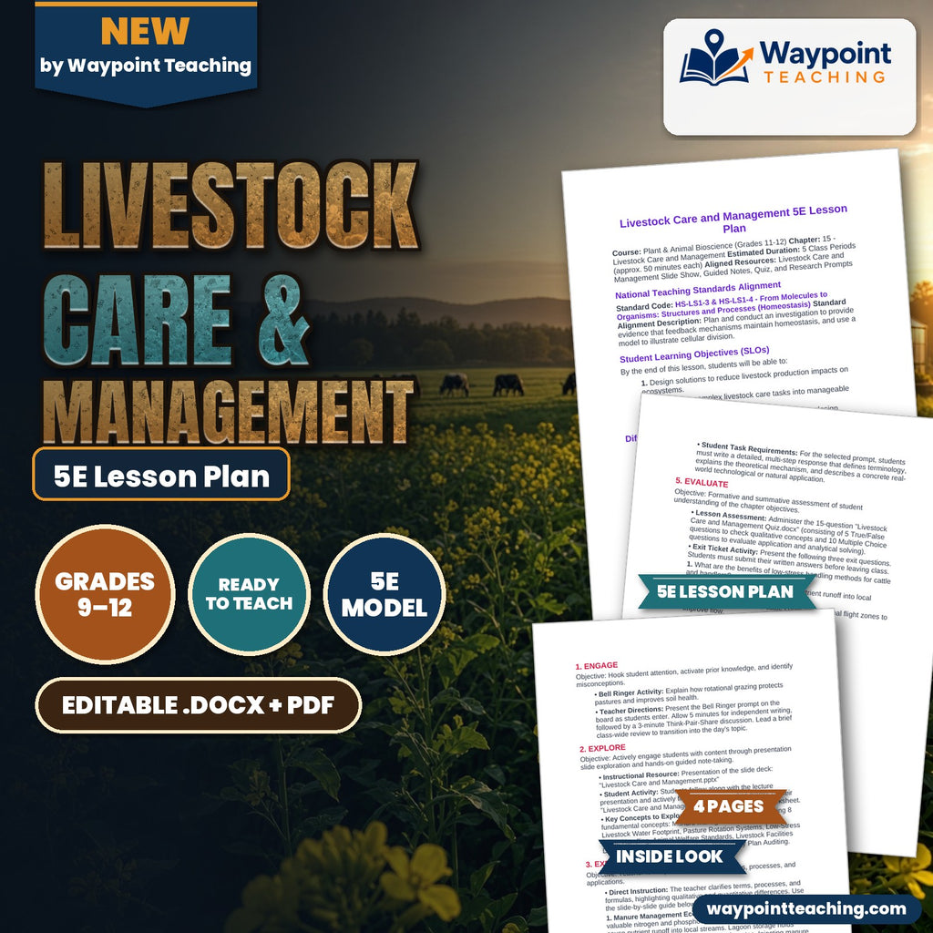 Livestock Care & Management 5E Lesson Plan cover