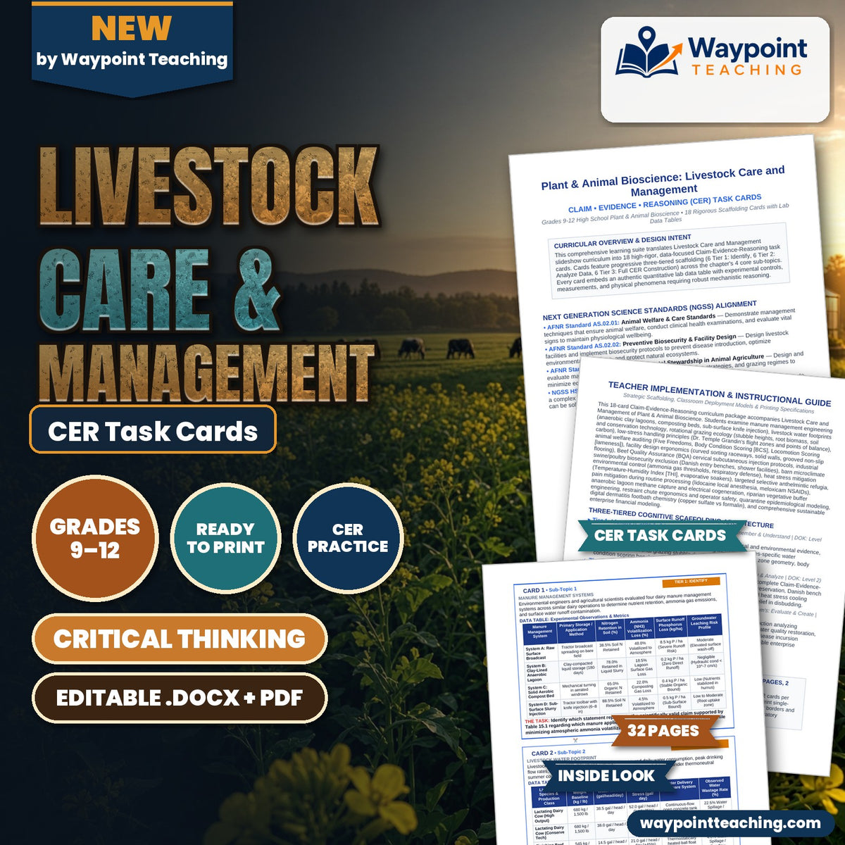 Livestock Care & Management CER Task Cards cover
