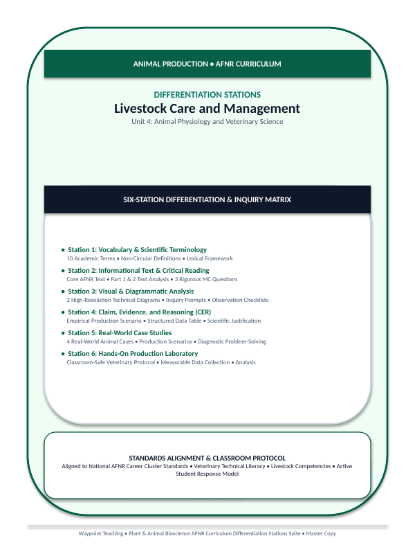 Livestock Care & Management Differentiation Stations sample page