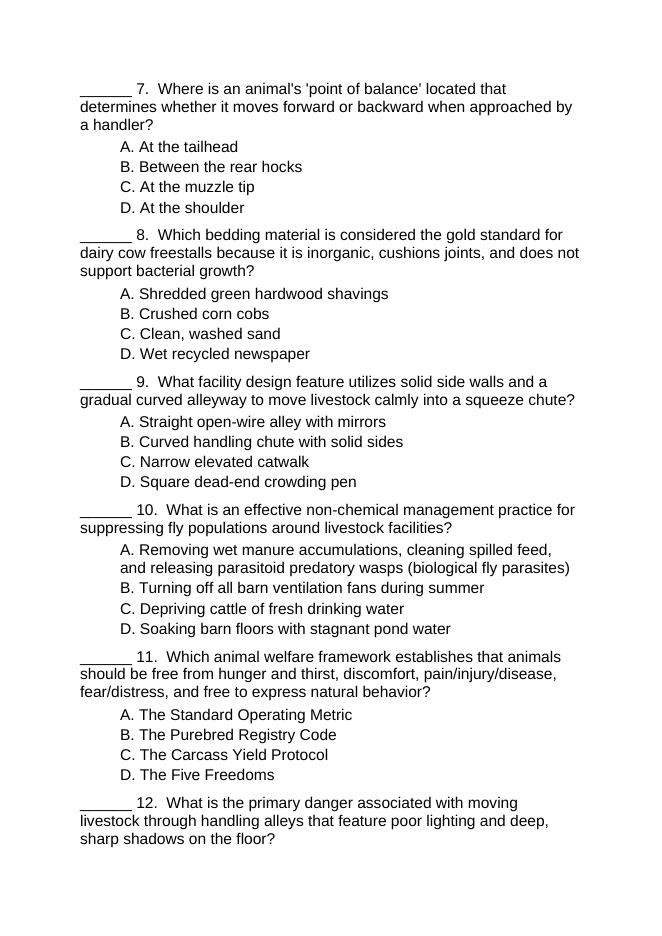 Livestock Care & Management Lesson Quiz sample page