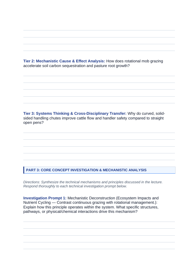 Livestock Care & Management Phenomena-Based Lesson: The Agroecosystem Nutrient Cycling and Welfare Paradox Student Response Sheet sample page