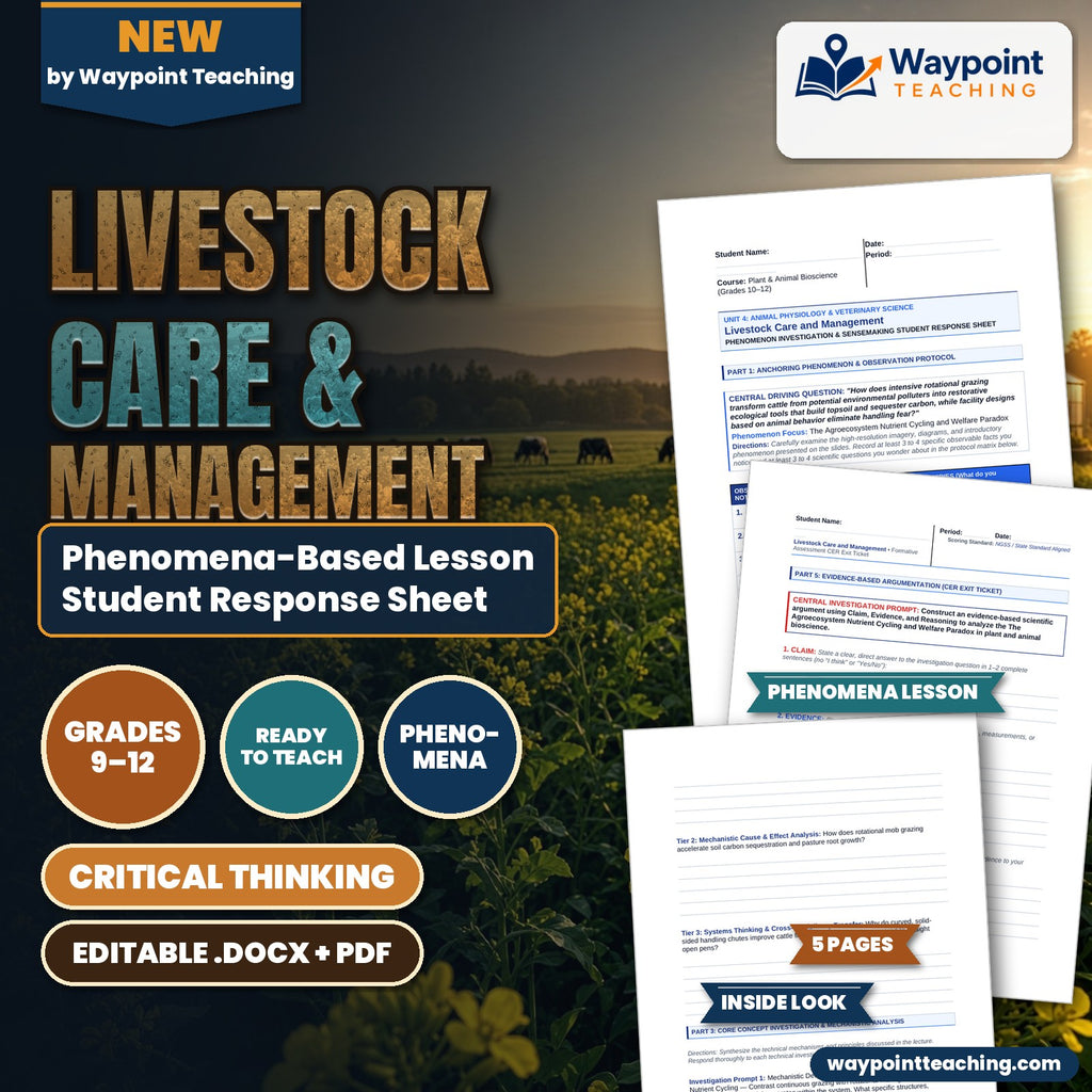 Livestock Care & Management Phenomena-Based Lesson: The Agroecosystem Nutrient Cycling and Welfare Paradox Student Response Sheet cover