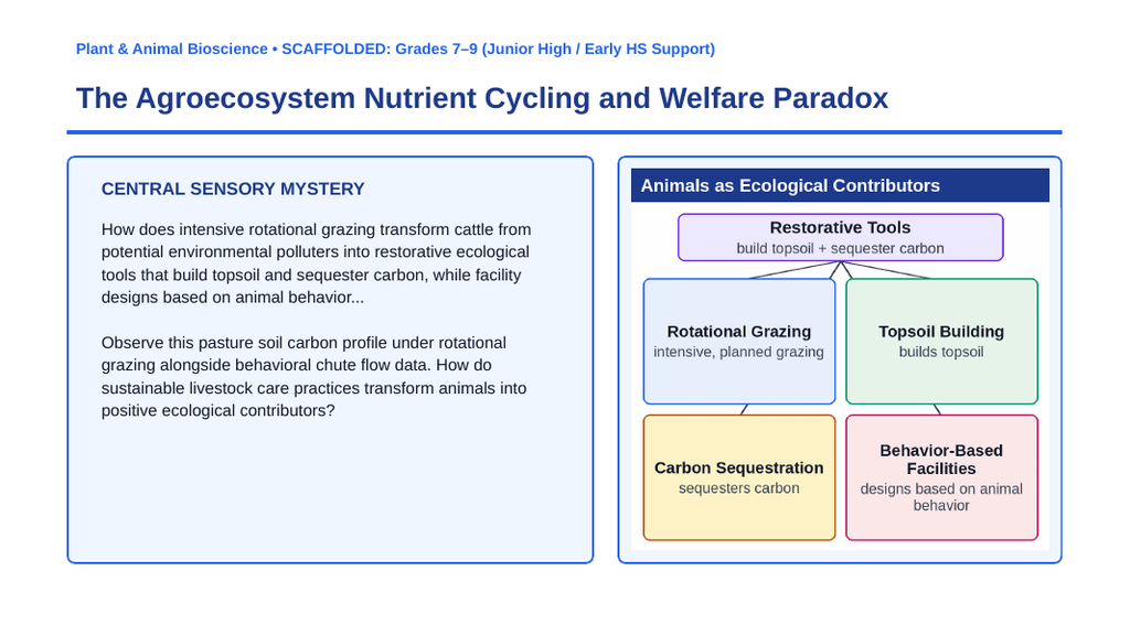 Livestock Care & Management Scaffolded Phenomena-Based Lesson: The Agroecosystem Nutrient Cycling and Welfare Paradox Presentation sample page