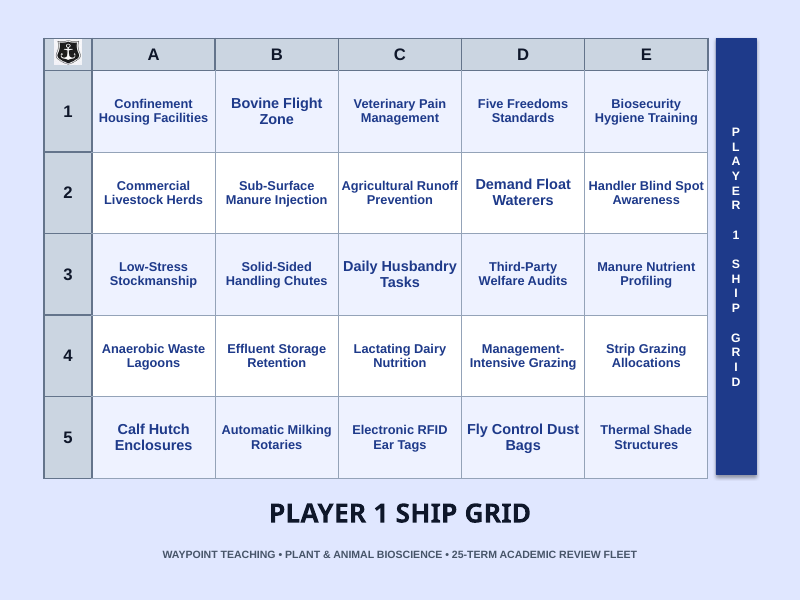 Livestock Care & Management Sea Battle Review Game sample page