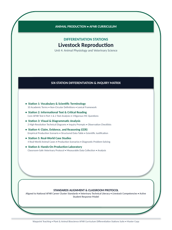 Livestock Reproduction Differentiation Stations sample page