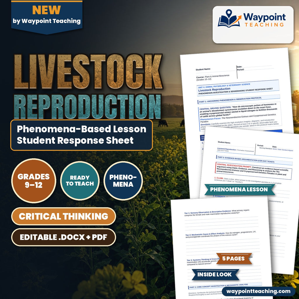 Livestock Reproduction Phenomena-Based Lesson: The Neuroendocrine Estrous and Cryopreserved Genetics Paradox Student Response Sheet cover
