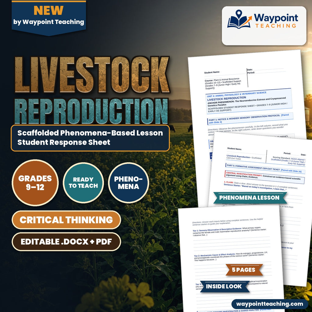 Livestock Reproduction Scaffolded Phenomena-Based Lesson: The Neuroendocrine Estrous and Cryopreserved Genetics Paradox Student Response Sheet cover