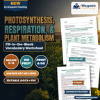 Photosynthesis, Respiration, & Plant Metabolism Fill-in-the-Blank Vocabulary Worksheet cover