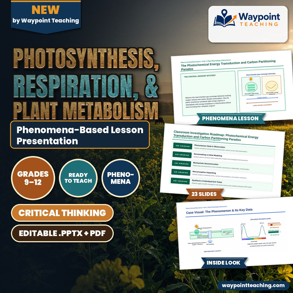 Photosynthesis, Respiration, & Plant Metabolism Phenomena-Based Lesson: The Photochemical Energy Transduction and Carbon Partitioning Paradox Presentation cover