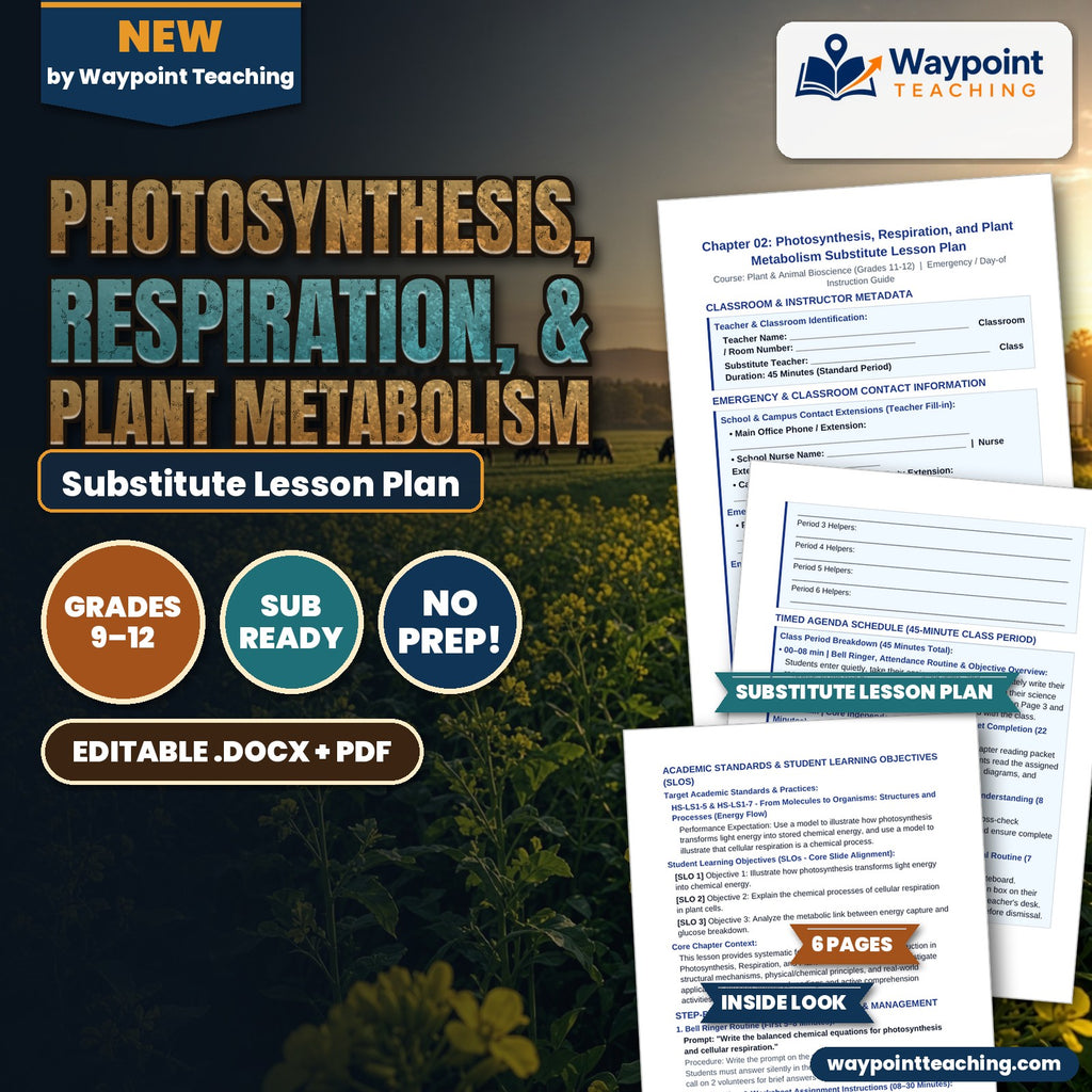 Photosynthesis, Respiration, & Plant Metabolism Substitute Lesson Plan cover