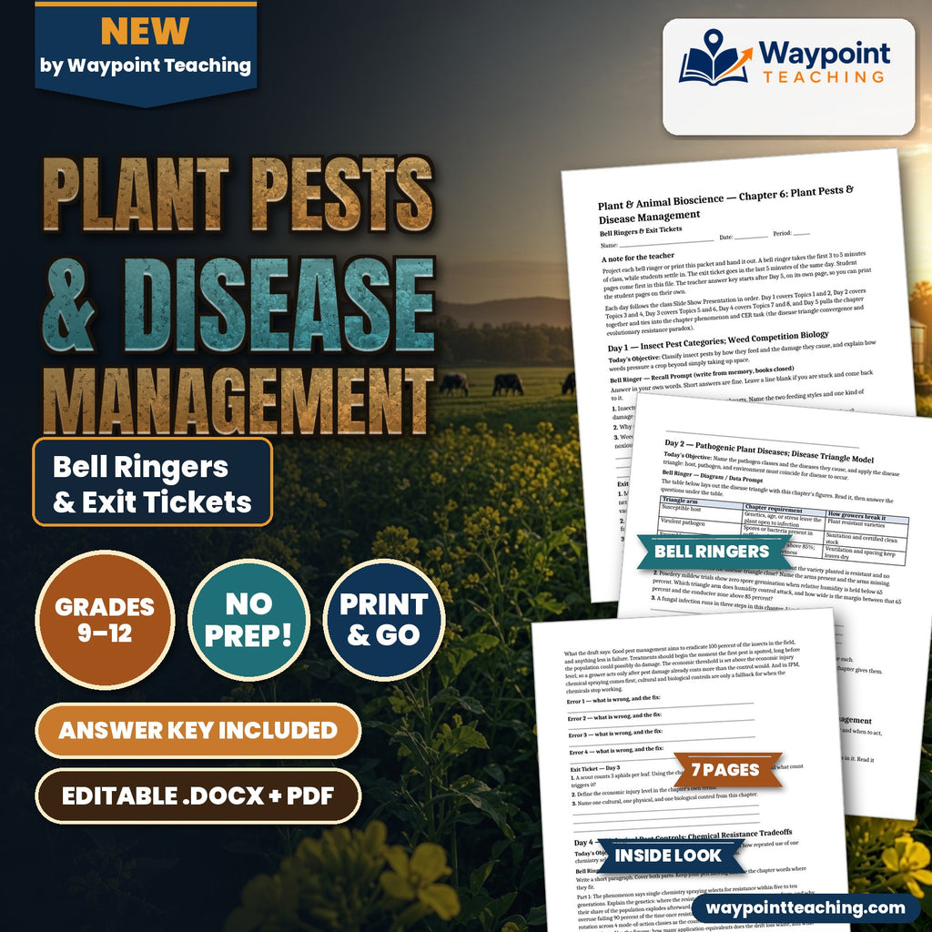Plant Pests & Disease Management Bell Ringers & Exit Tickets cover
