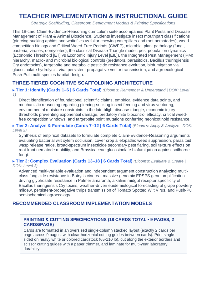 Plant Pests & Disease Management CER Task Cards sample page