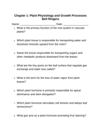 Plant Physiology & Growth Processes Bell Ringers & Exit Tickets sample page