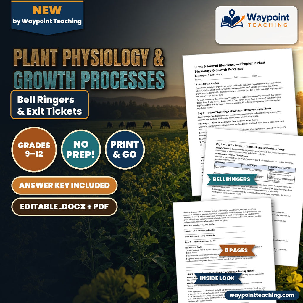Plant Physiology & Growth Processes Bell Ringers & Exit Tickets cover