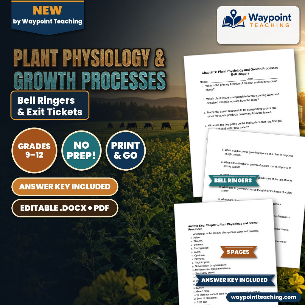 Plant Physiology & Growth Processes Bell Ringers & Exit Tickets cover