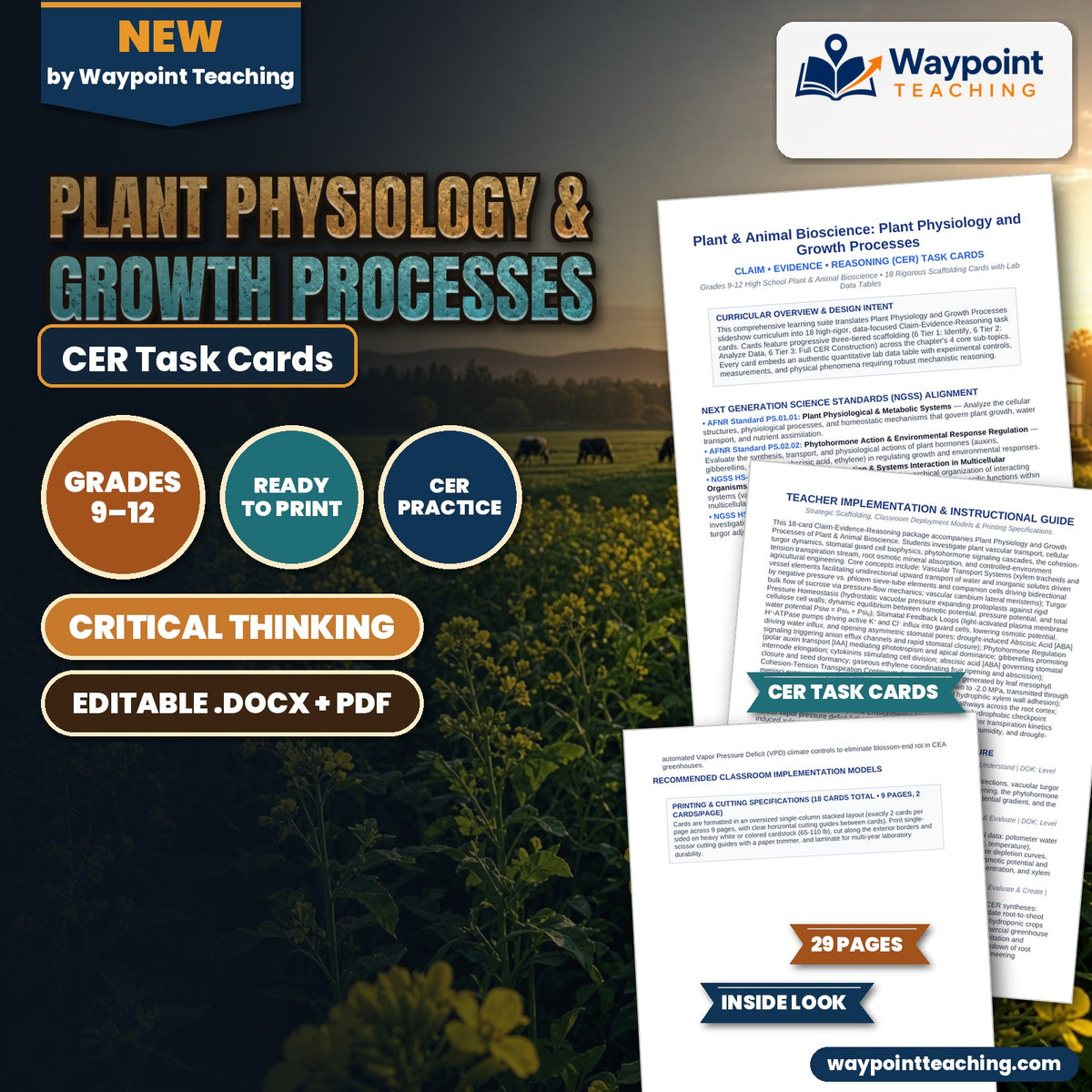 Plant Physiology & Growth Processes CER Task Cards cover