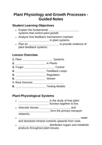 Plant Physiology & Growth Processes Guided Notes sample page