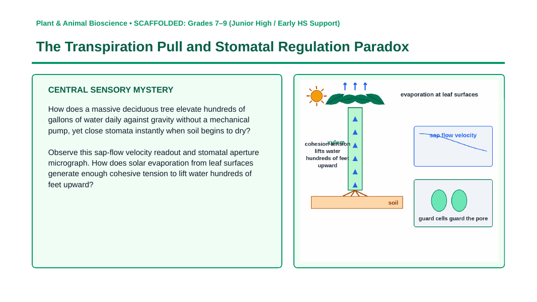 Plant Physiology & Growth Processes Scaffolded Phenomena-Based Lesson: The Transpiration Pull and Stomatal Regulation Paradox Presentation sample page