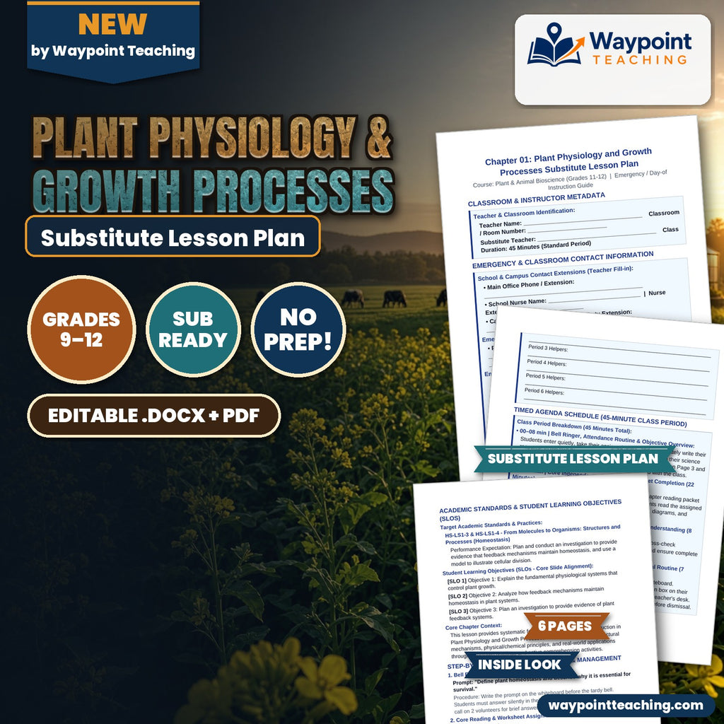 Plant Physiology & Growth Processes Substitute Lesson Plan cover