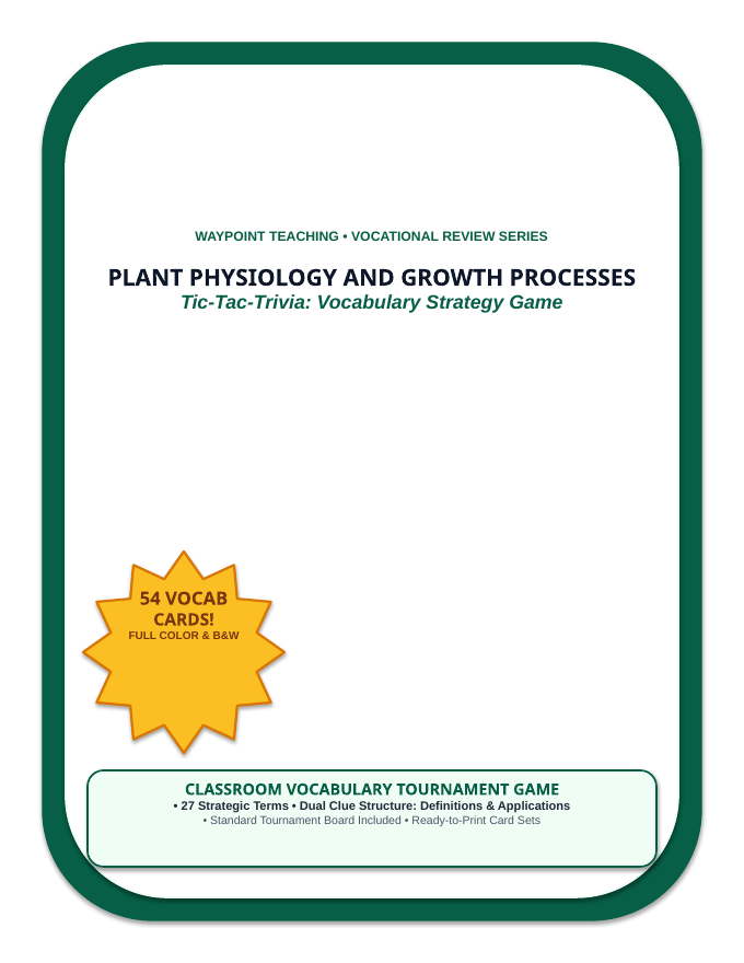 Plant Physiology & Growth Processes Tic-Tac-Toe Review Game sample page
